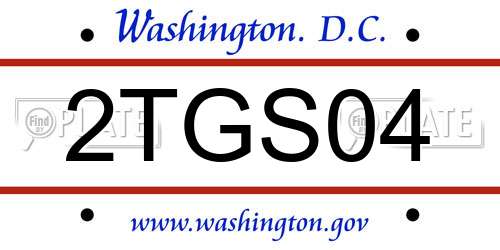 2TGS04 District Of Columbia License Plate
