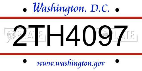 2TH4097 District Of Columbia License Plate