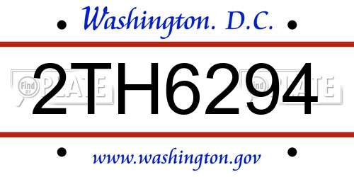 2TH6294 District Of Columbia License Plate