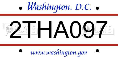 2THA097 District Of Columbia License Plate