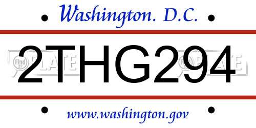 2THG294 District Of Columbia License Plate