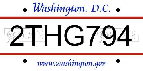 2THG794 District Of Columbia License Plate