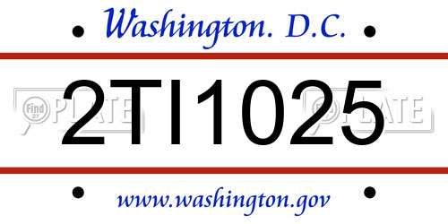 2TI1025 District Of Columbia License Plate