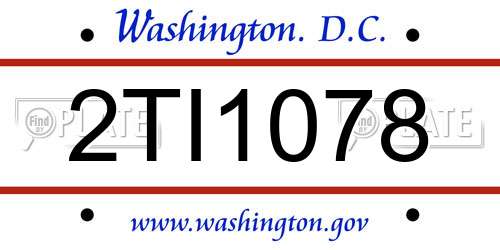 2TI1078 District Of Columbia License Plate