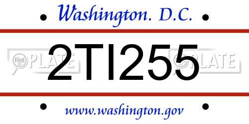 2TI255 District Of Columbia License Plate