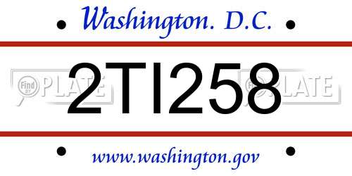 2TI258 District Of Columbia License Plate