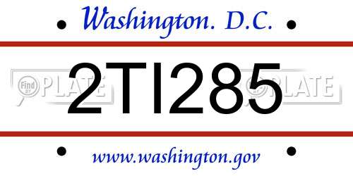 2TI285 District Of Columbia License Plate