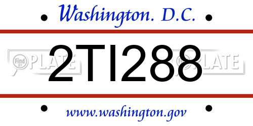 2TI288 District Of Columbia License Plate