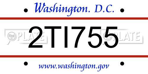 2TI755 District Of Columbia License Plate