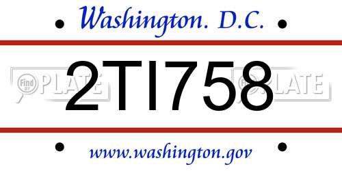 2TI758 District Of Columbia License Plate