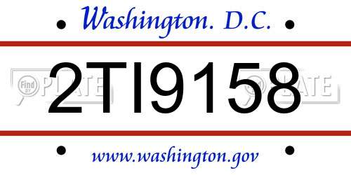 2TI9158 District Of Columbia License Plate