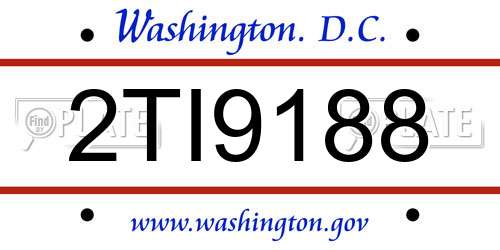 2TI9188 District Of Columbia License Plate