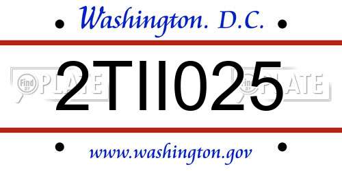 2TII025 District Of Columbia License Plate