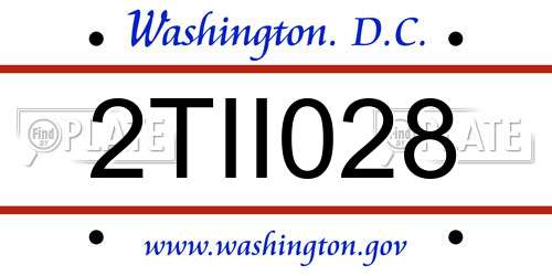 2TII028 District Of Columbia License Plate