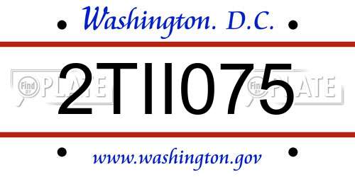 2TII075 District Of Columbia License Plate