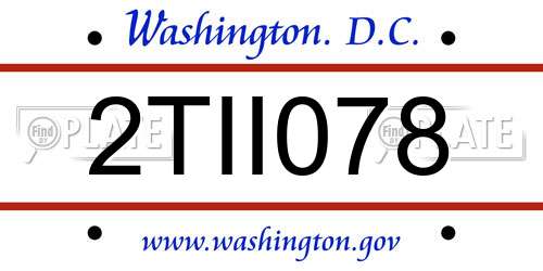 2TII078 District Of Columbia License Plate