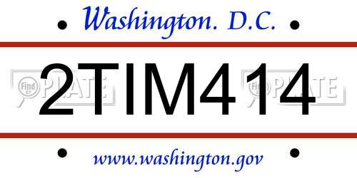 2TIM414 District Of Columbia License Plate