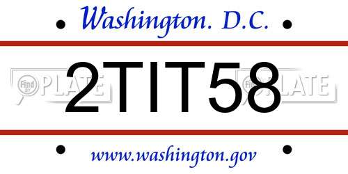 2TIT58 District Of Columbia License Plate