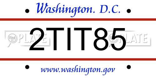 2TIT85 District Of Columbia License Plate