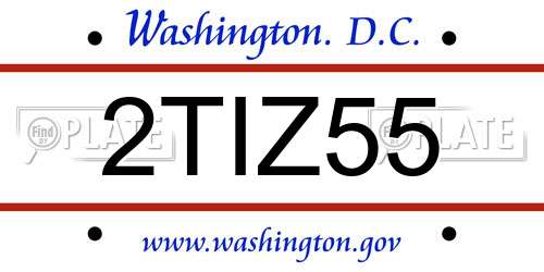2TIZ55 District Of Columbia License Plate