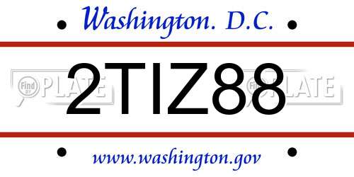 2TIZ88 District Of Columbia License Plate