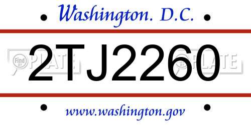 2TJ2260 District Of Columbia License Plate
