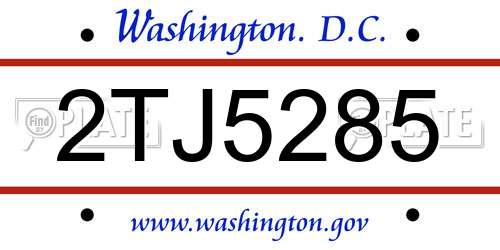 2TJ5285 District Of Columbia License Plate
