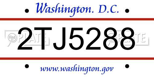 2TJ5288 District Of Columbia License Plate