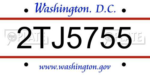 2TJ5755 District Of Columbia License Plate