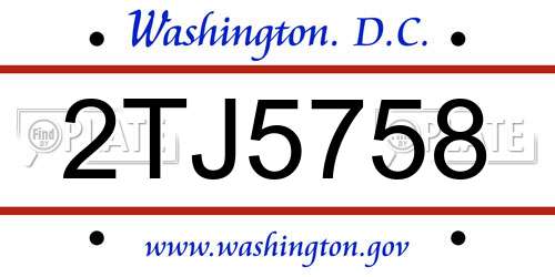 2TJ5758 District Of Columbia License Plate