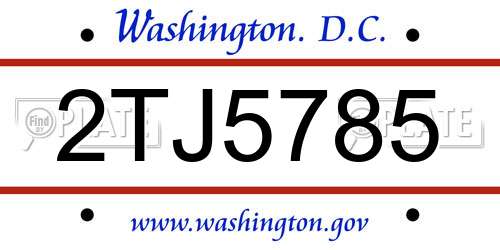 2TJ5785 District Of Columbia License Plate