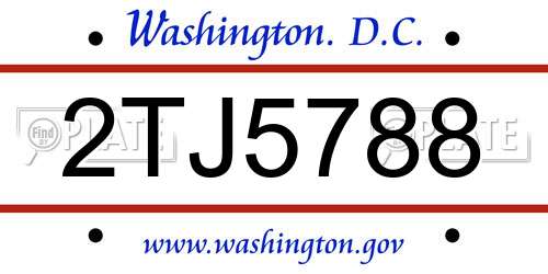 2TJ5788 District Of Columbia License Plate