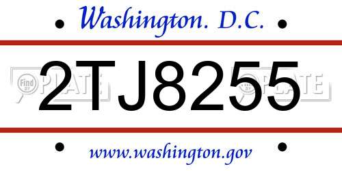 2TJ8255 District Of Columbia License Plate