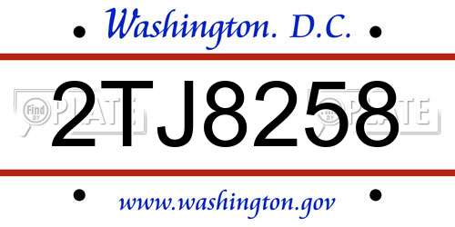 2TJ8258 District Of Columbia License Plate