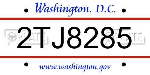 2TJ8285 District Of Columbia License Plate