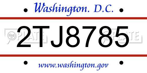 2TJ8785 District Of Columbia License Plate