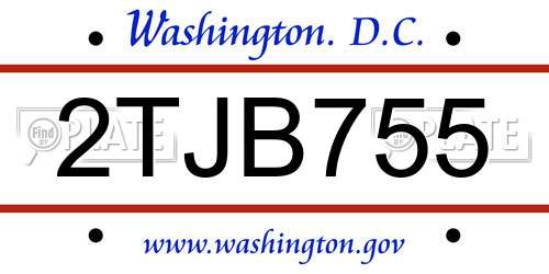 2TJB755 District Of Columbia License Plate