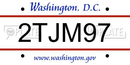 2TJM97 District Of Columbia License Plate