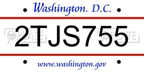 2TJS755 District Of Columbia License Plate