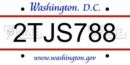 2TJS788 District Of Columbia License Plate