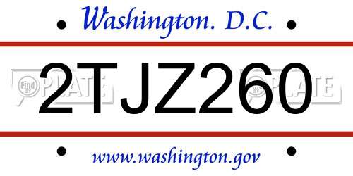 2TJZ260 District Of Columbia License Plate