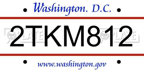 2TKM812 District Of Columbia License Plate