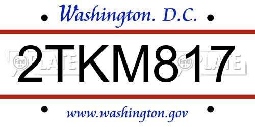 2TKM817 District Of Columbia License Plate
