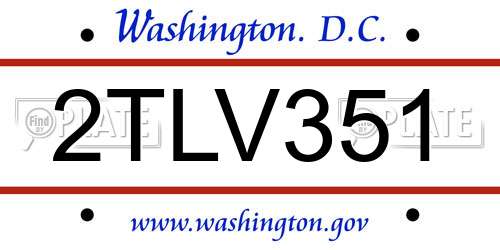 2TLV351 District Of Columbia License Plate