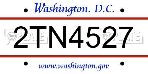 2TN4527 District Of Columbia License Plate