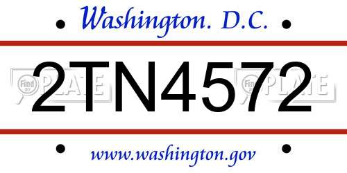 2TN4572 District Of Columbia License Plate