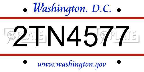 2TN4577 District Of Columbia License Plate