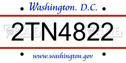 2TN4822 District Of Columbia License Plate
