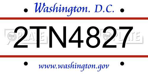 2TN4827 District Of Columbia License Plate