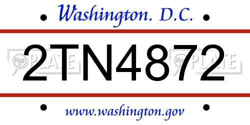 2TN4872 District Of Columbia License Plate